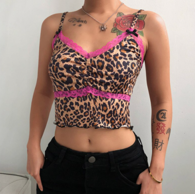 pink leopard print crop top